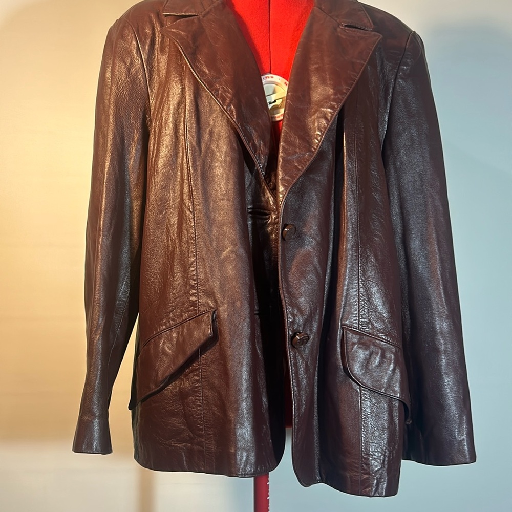 Vintage Daniel Phillipé leather purplish brown jacket